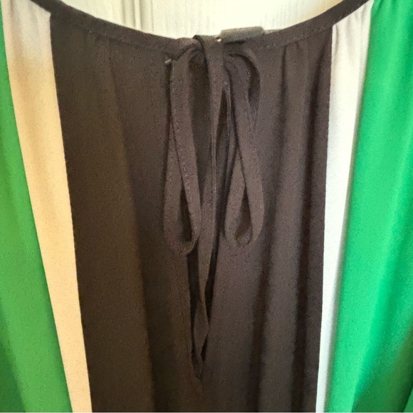 BCBGMaxazria Iona Dress Color-block Shoulder Slits Pleated Midi Medium - Picture 5 of 9